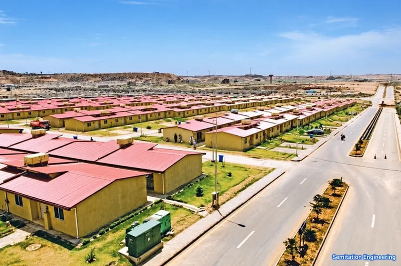 Housing and internal roads within the Awami Villas development
