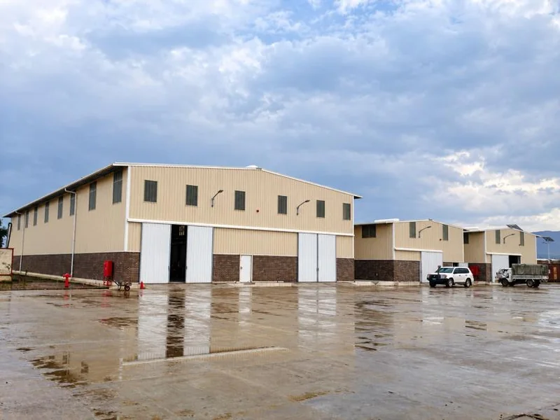 Completed warehouse blocks and service yard