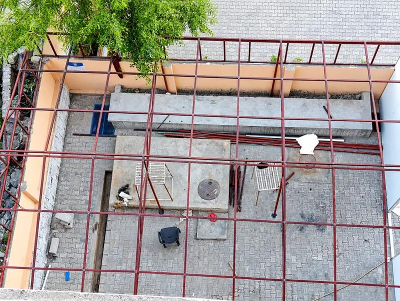 Overhead view of the structural framework