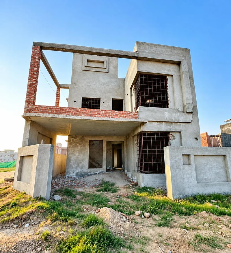 Residential building at grey-structure stage